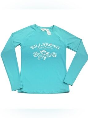 Billabong Women's Beach Babe Teal Blue Longsleeve Rashguard Size M
